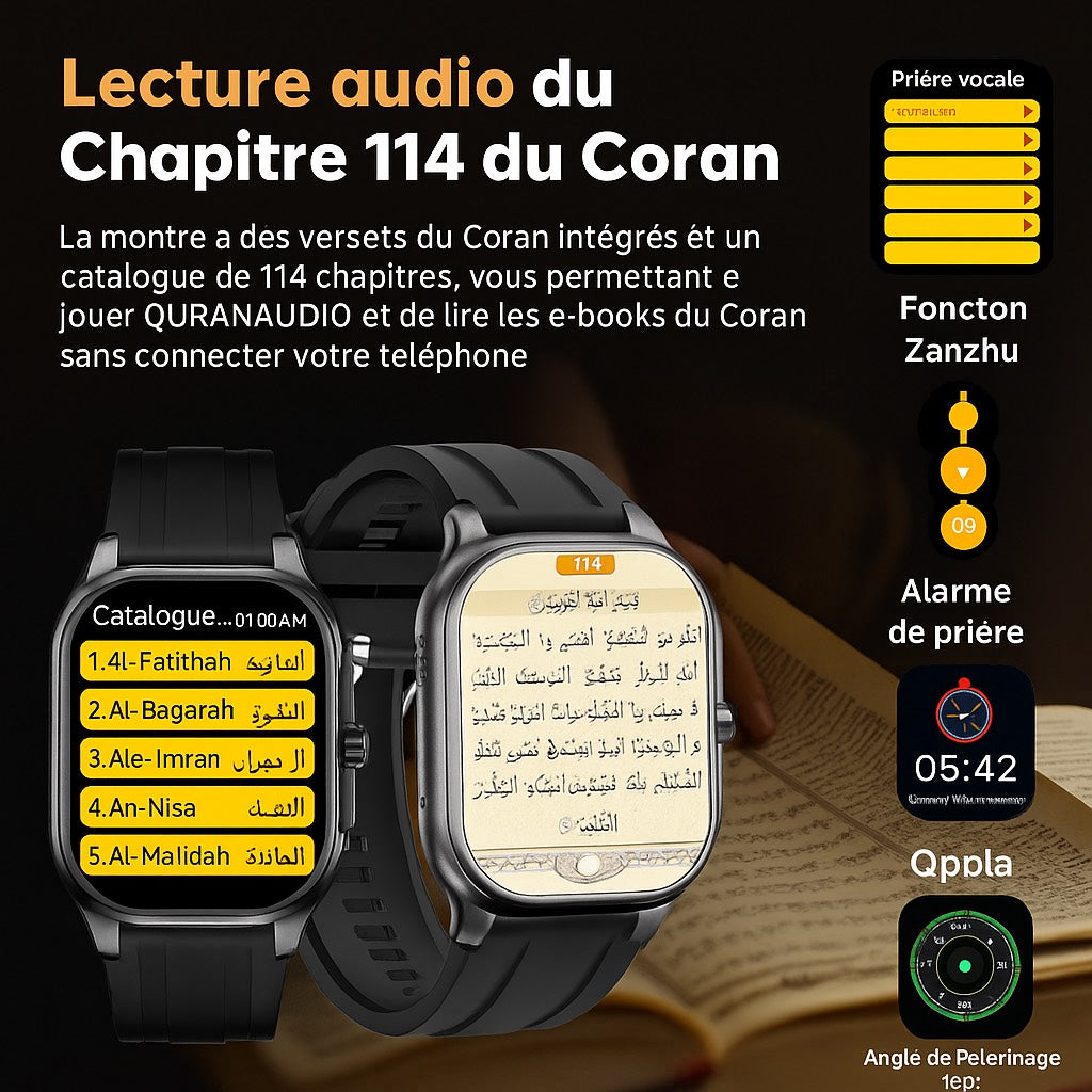 Montre intelligente Noravia – Smartwatch iQibla & Prière Vocale 2025