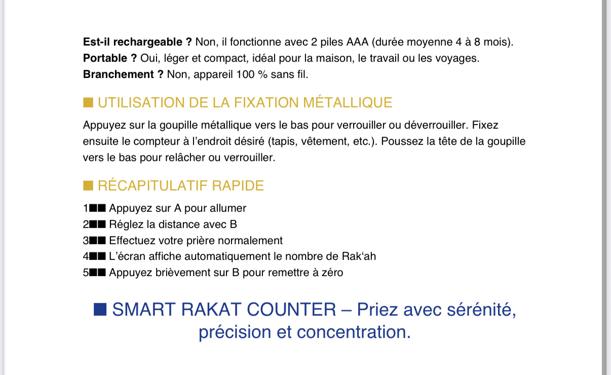 Compteur Intelligent de Prière Noravia™ — Sujood & Rak‘ah Automatique (Détection Infrarouge) 2025
