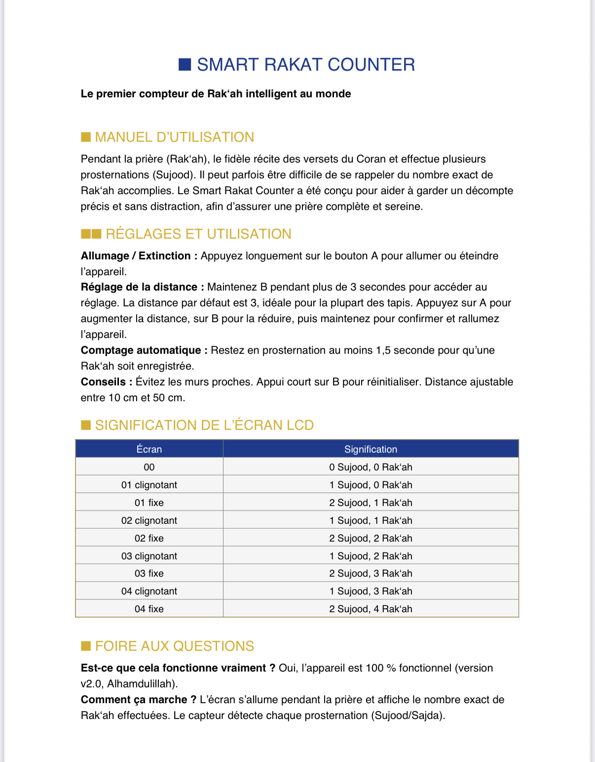 Compteur Intelligent de Prière Noravia™ — Sujood & Rak‘ah Automatique (Détection Infrarouge) 2025