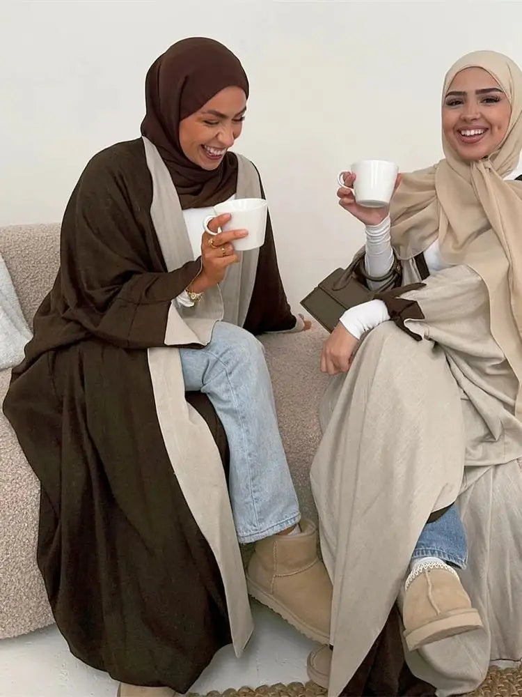 Abaya-Kimono Réversible Noravia™ — Élégance Modeste Inspirée de Dubaï
