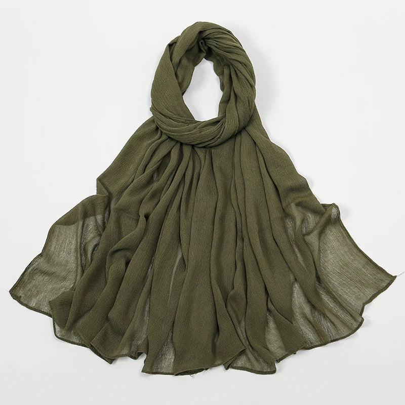 Hijab Froissé Noravia™ — Rayonne Légère et Élégante (Grande Taille)