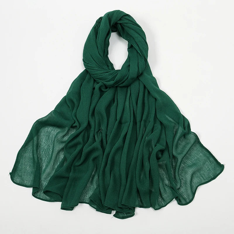 Hijab Froissé Noravia™ — Rayonne Légère et Élégante (Grande Taille)