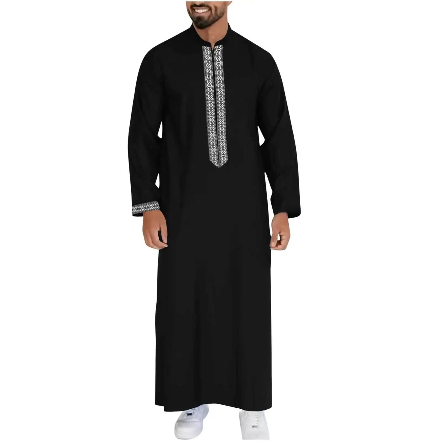 Qamis Long Noravia™ — Style Arabe Moderne à Col Zippé