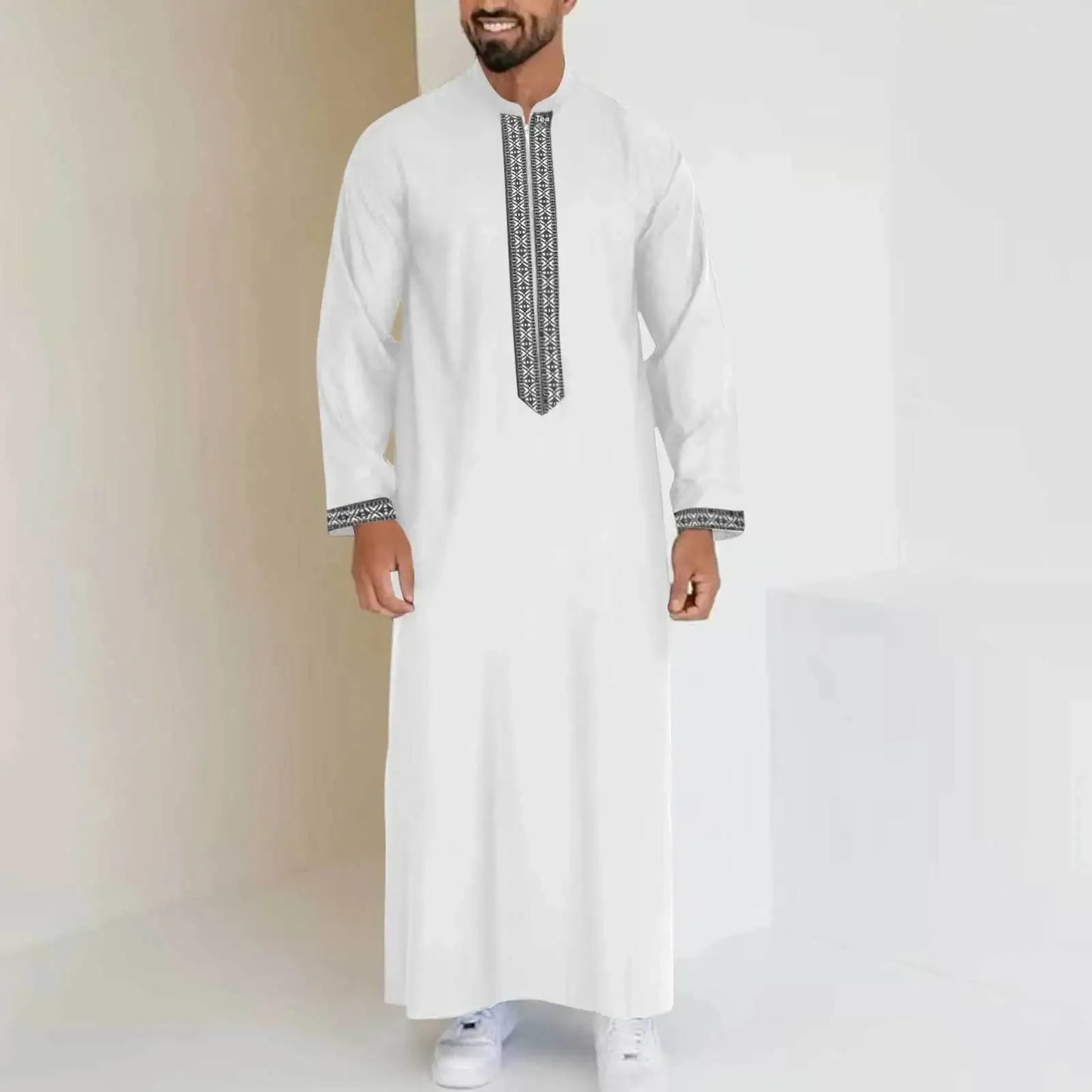Qamis Long Noravia™ — Style Arabe Moderne à Col Zippé