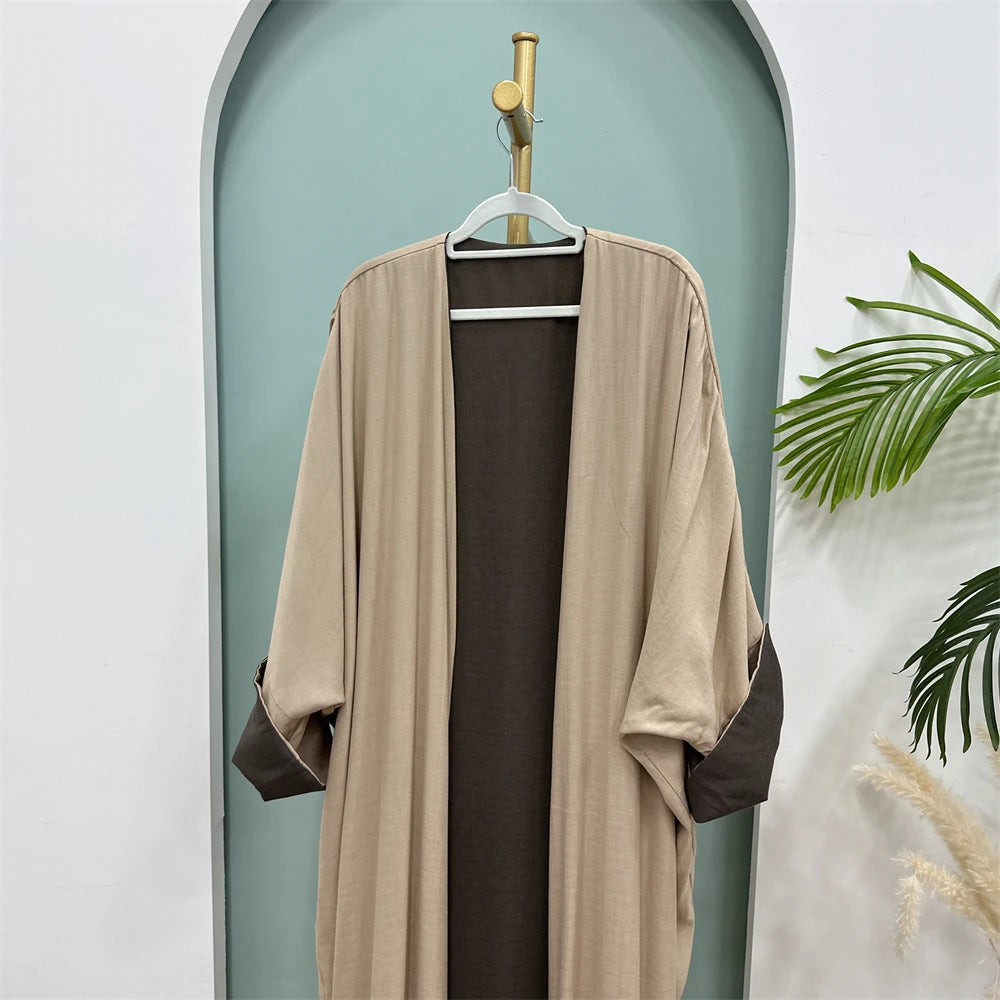 Abaya-Kimono Réversible Noravia™ — Élégance Modeste Inspirée de Dubaï
