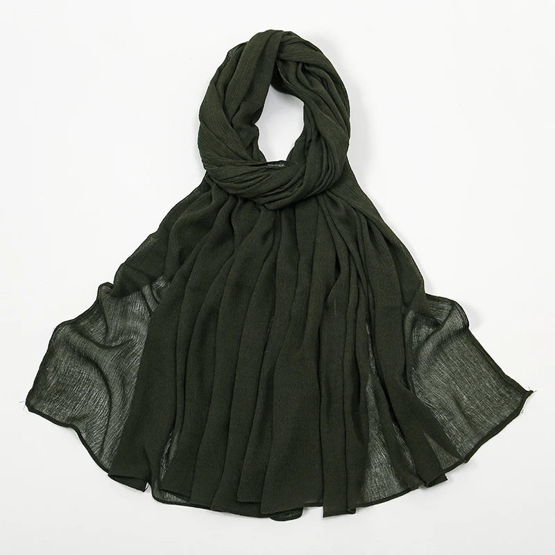 Hijab Froissé Noravia™ — Rayonne Légère et Élégante (Grande Taille)
