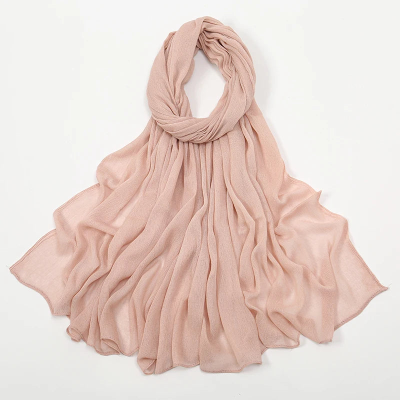 Hijab Froissé Noravia™ — Rayonne Légère et Élégante (Grande Taille)