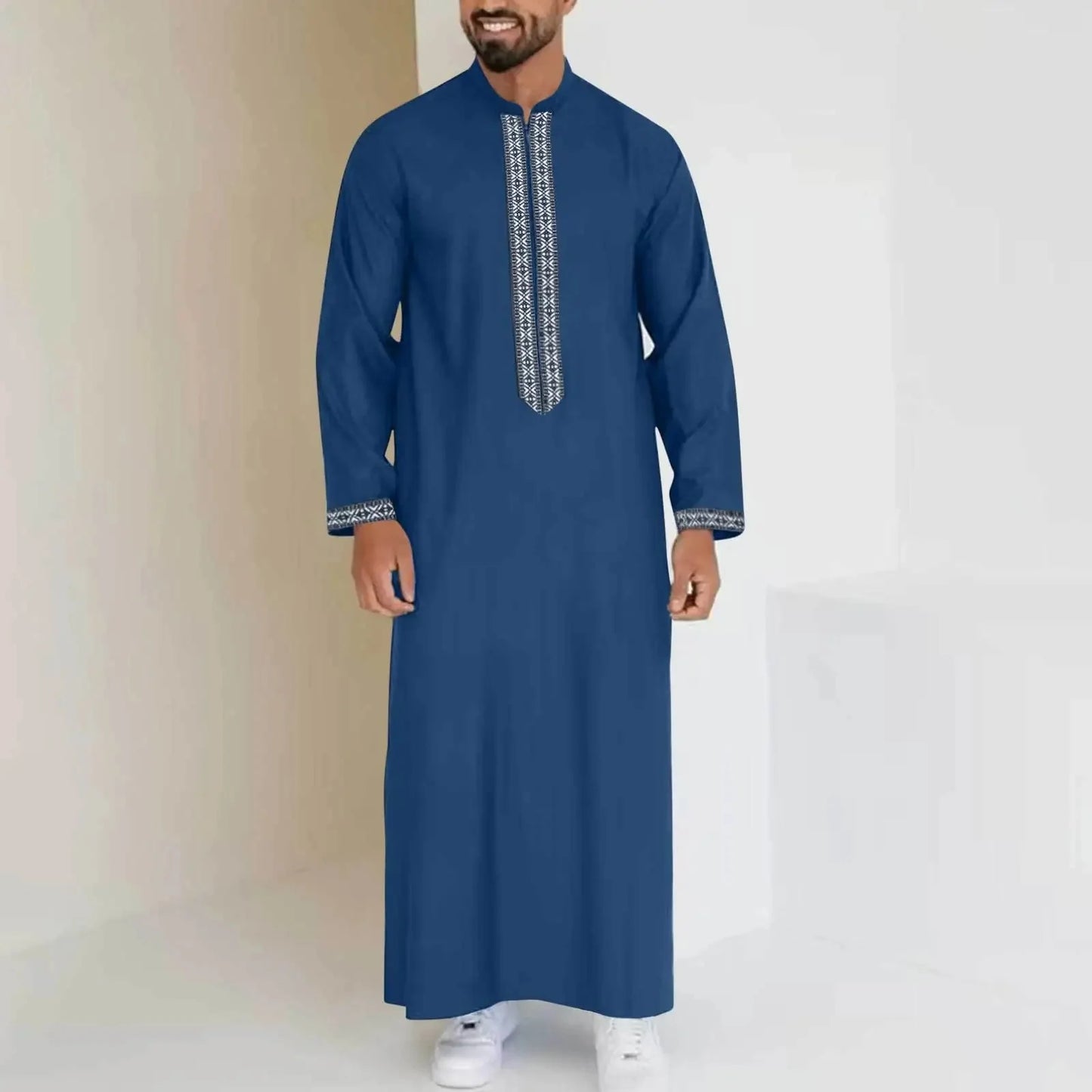 Qamis Long Noravia™ — Style Arabe Moderne à Col Zippé