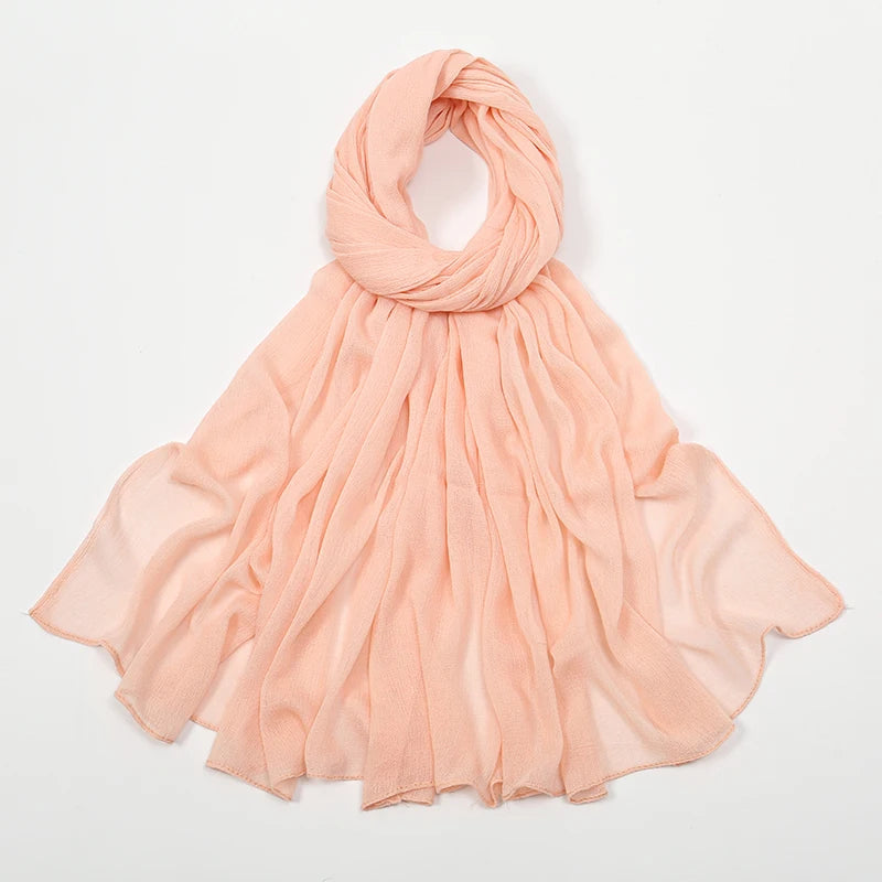 Hijab Froissé Noravia™ — Rayonne Légère et Élégante (Grande Taille)