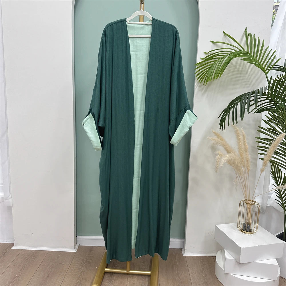 Abaya-Kimono Réversible Noravia™ — Élégance Modeste Inspirée de Dubaï