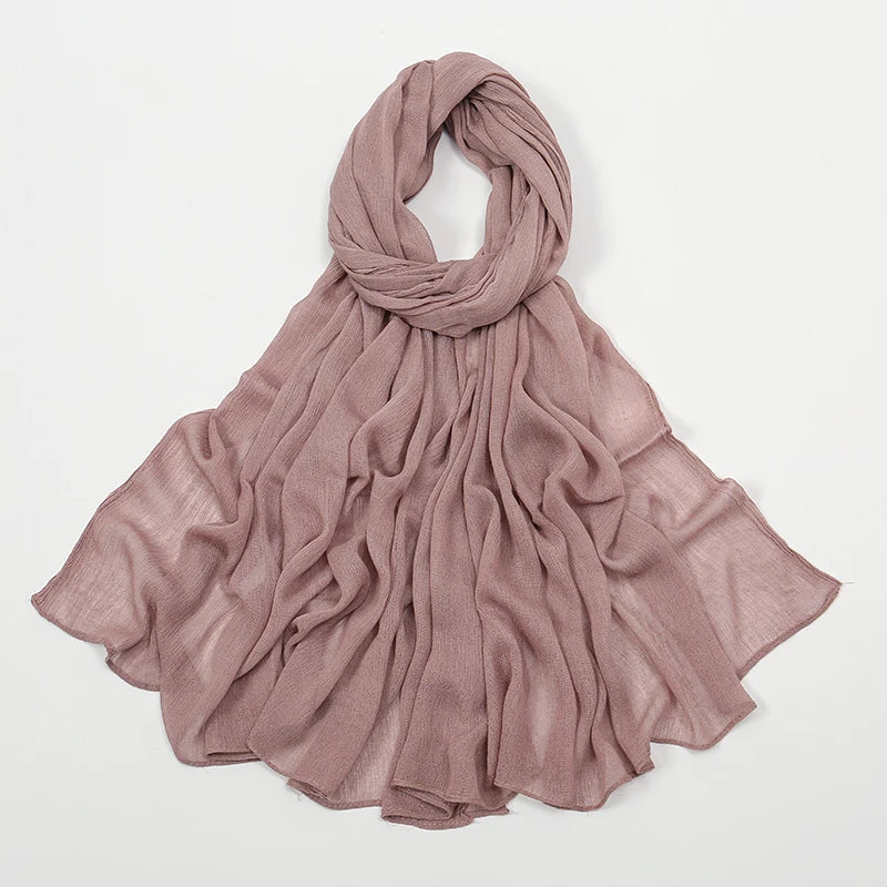 Hijab Froissé Noravia™ — Rayonne Légère et Élégante (Grande Taille)