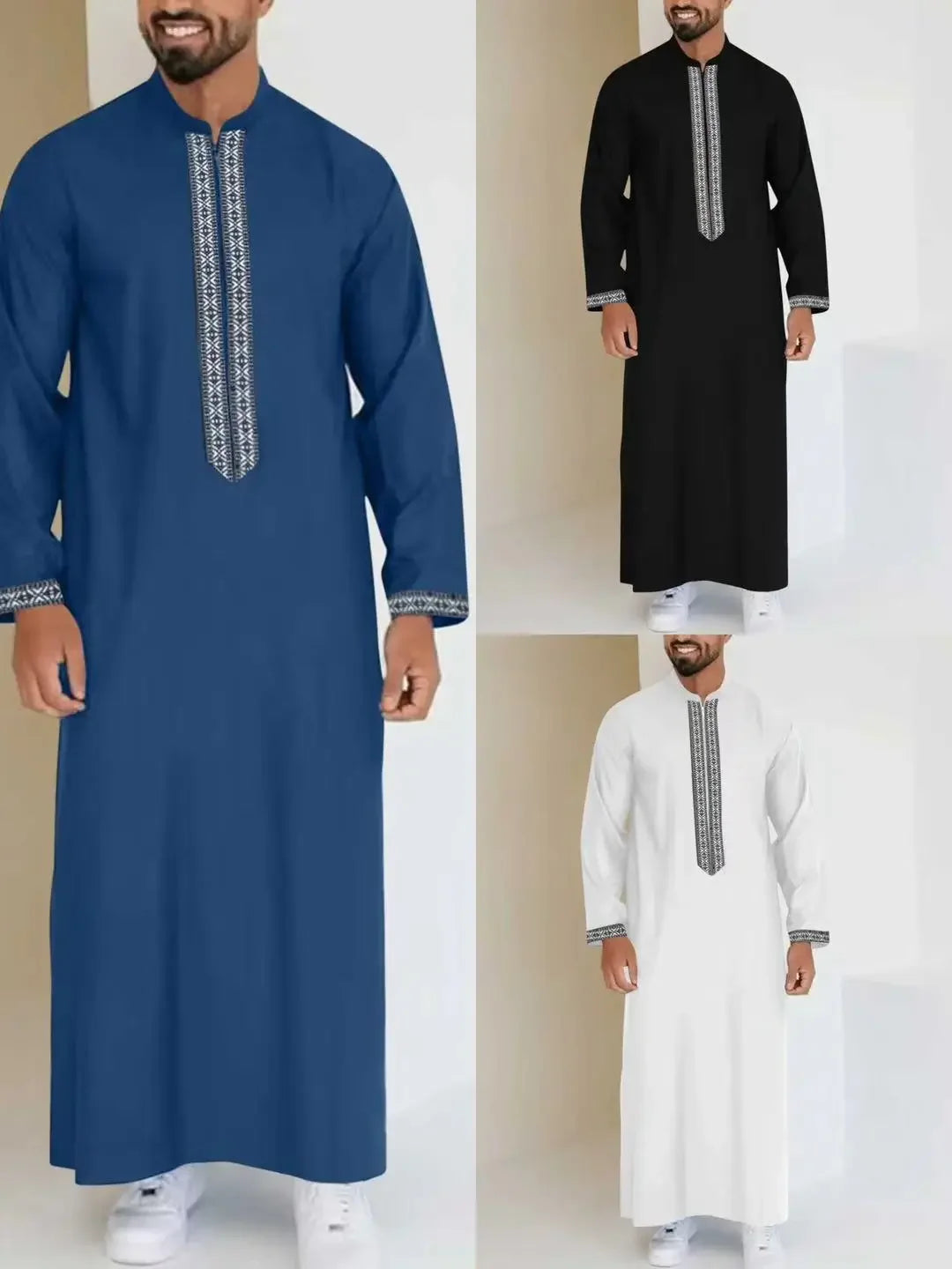 Qamis Long Noravia™ — Style Arabe Moderne à Col Zippé