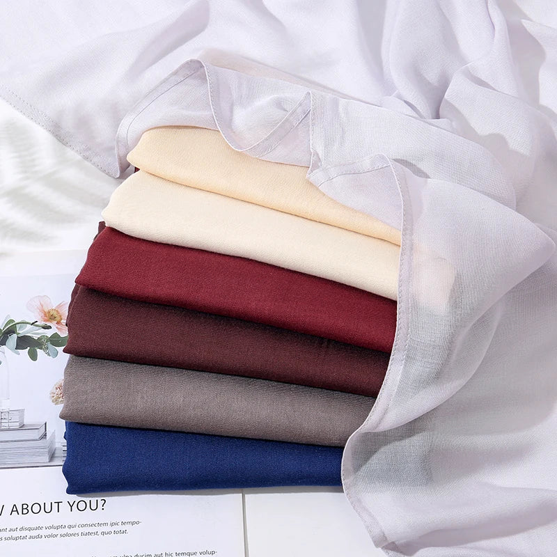 Hijab Noravia™ — Écharpe Longue en Coton & Modal Haute Qualité (70×180 cm)