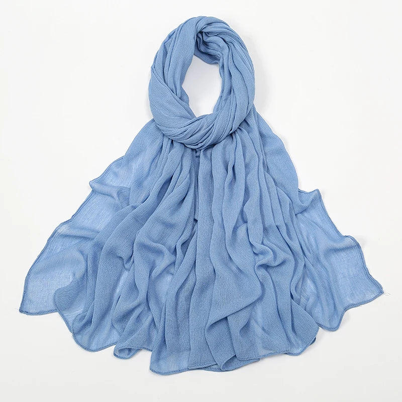 Hijab Froissé Noravia™ — Rayonne Légère et Élégante (Grande Taille)