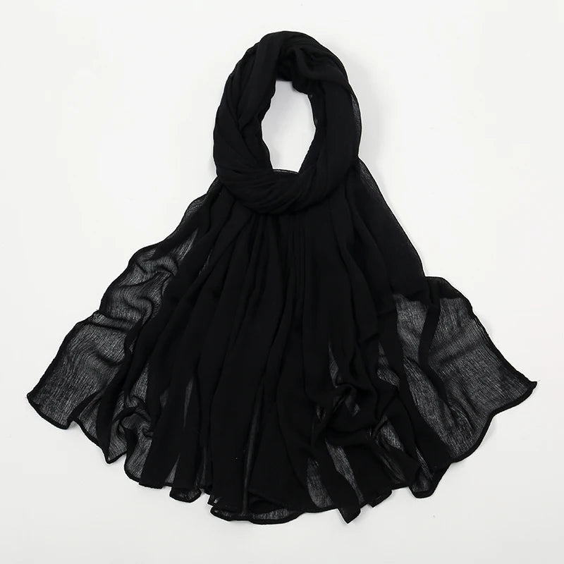 Hijab Froissé Noravia™ — Rayonne Légère et Élégante (Grande Taille)