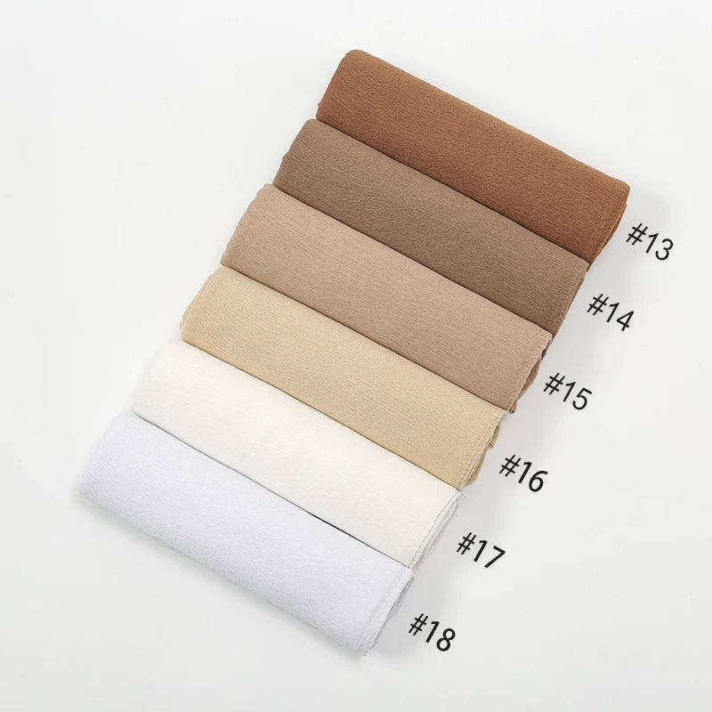 Hijab Froissé Noravia™ — Rayonne Légère et Élégante (Grande Taille)