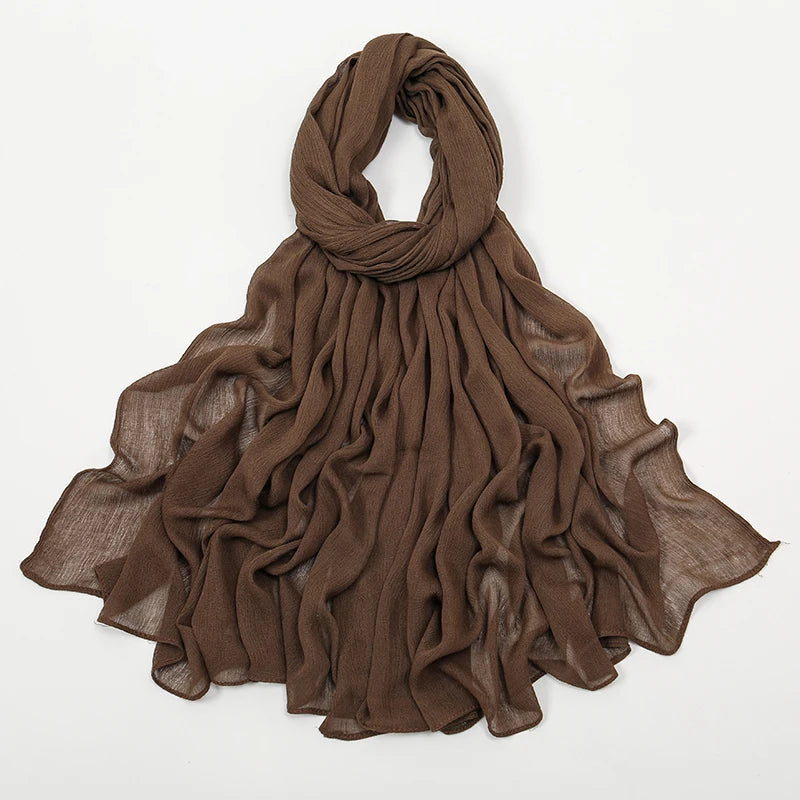 Hijab Froissé Noravia™ — Rayonne Légère et Élégante (Grande Taille)