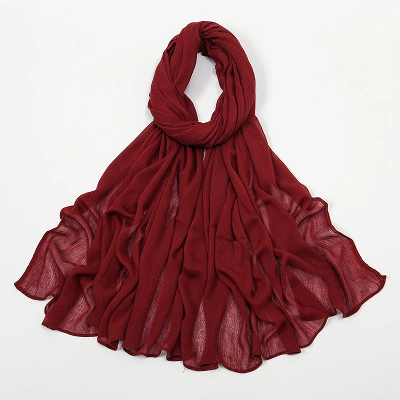 Hijab Froissé Noravia™ — Rayonne Légère et Élégante (Grande Taille)