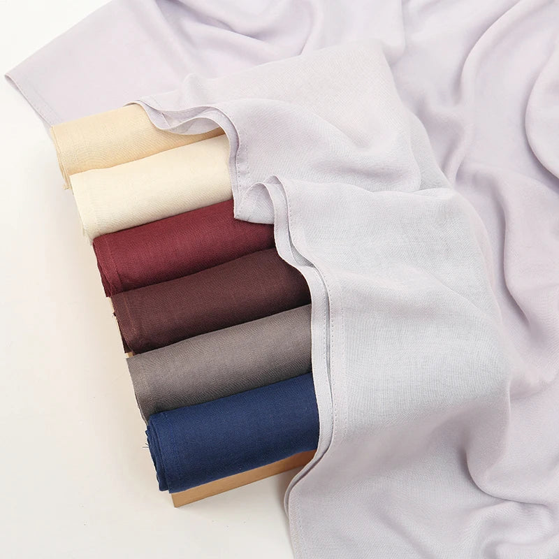 Hijab Noravia™ — Écharpe Longue en Coton & Modal Haute Qualité (70×180 cm)