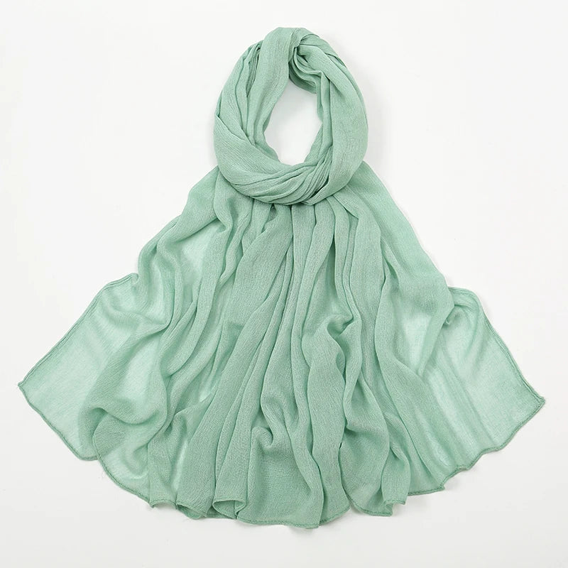 Hijab Froissé Noravia™ — Rayonne Légère et Élégante (Grande Taille)