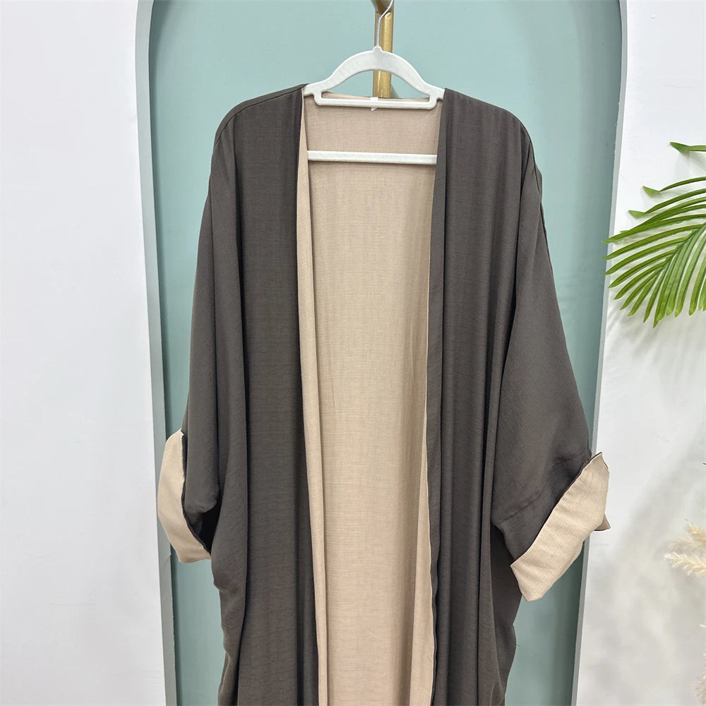 Abaya-Kimono Réversible Noravia™ — Élégance Modeste Inspirée de Dubaï