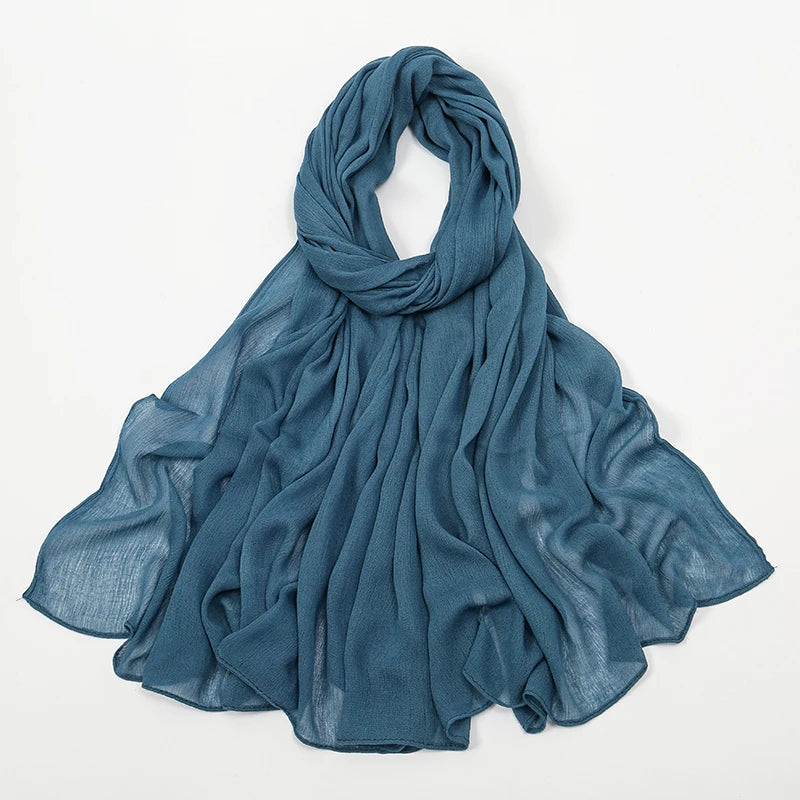 Hijab Froissé Noravia™ — Rayonne Légère et Élégante (Grande Taille)