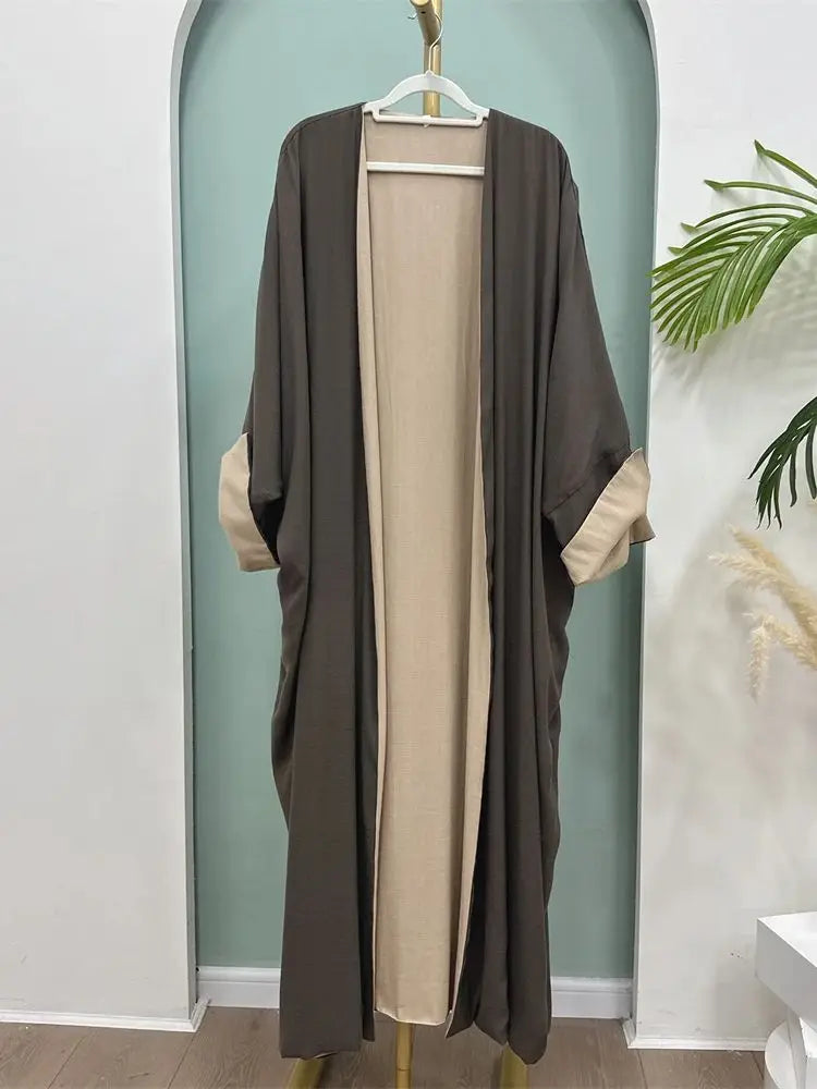 Abaya-Kimono Réversible Noravia™ — Élégance Modeste Inspirée de Dubaï