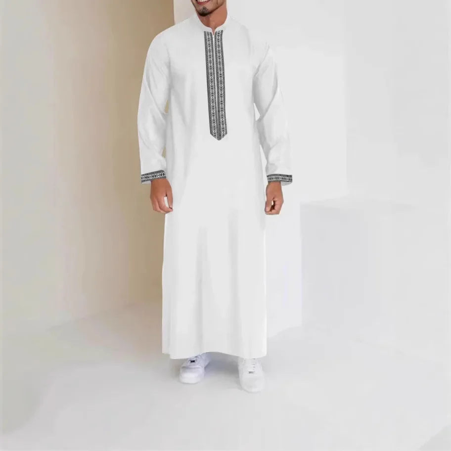 Qamis Long Noravia™ — Style Arabe Moderne à Col Zippé
