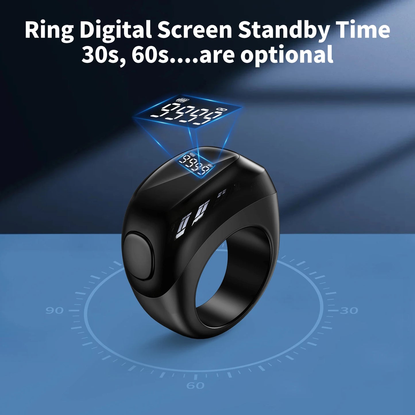 Bague Zikr Intelligente Noravia™ — Compteur Tasbih OLED avec Rappels de Prière