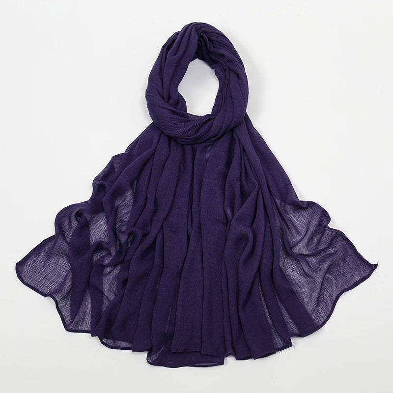 Hijab Froissé Noravia™ — Rayonne Légère et Élégante (Grande Taille)