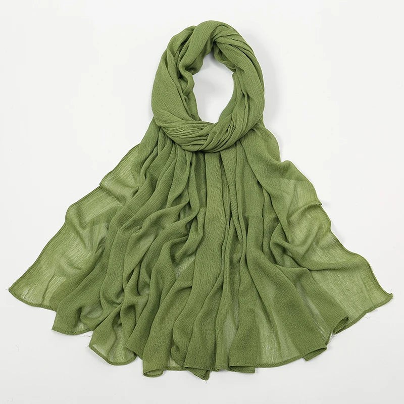 Hijab Froissé Noravia™ — Rayonne Légère et Élégante (Grande Taille)