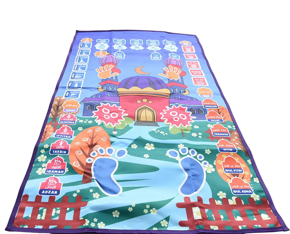 Tapis de Prière Interactif Noravia™ – Apprentissage Salah pour Enfants | Tapis Éducatif Islamique avec Haut-Parleur