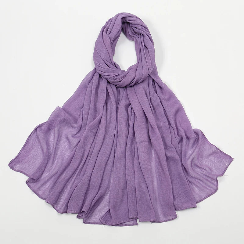 Hijab Froissé Noravia™ — Rayonne Légère et Élégante (Grande Taille)