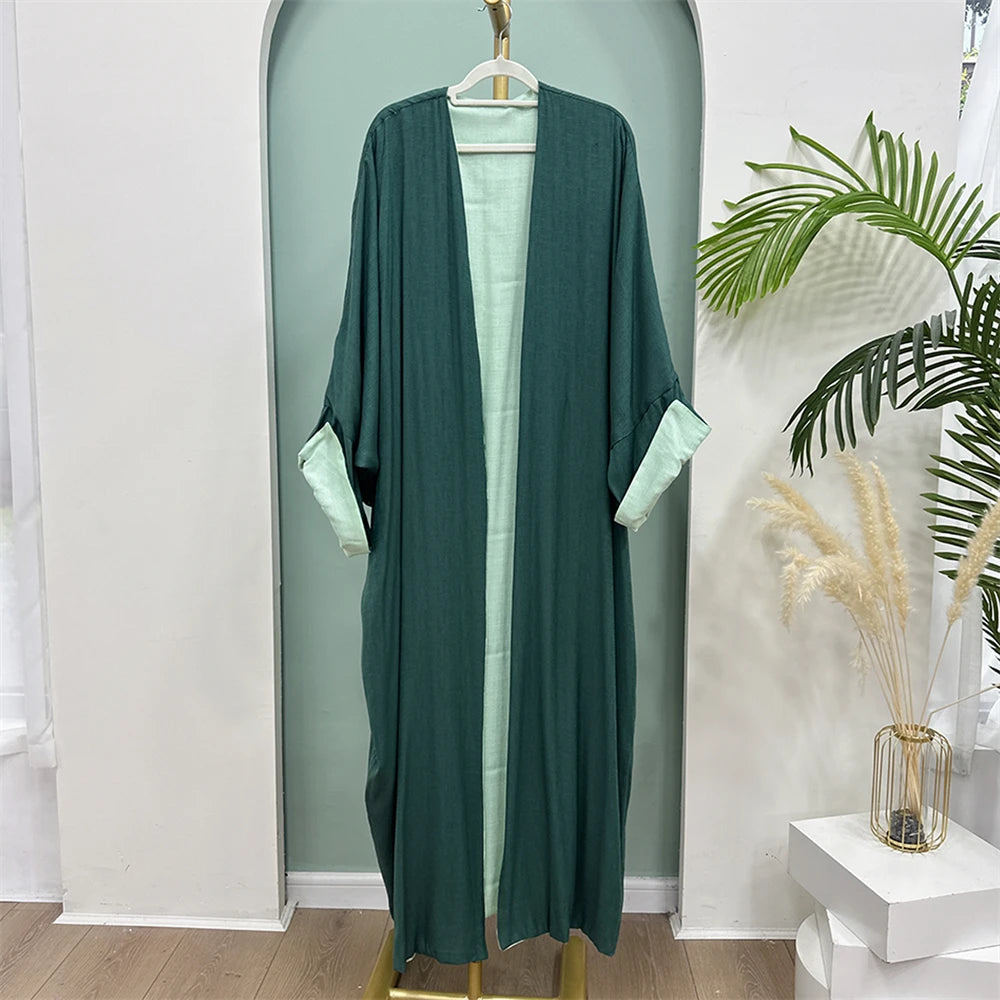 Abaya-Kimono Réversible Noravia™ — Élégance Modeste Inspirée de Dubaï