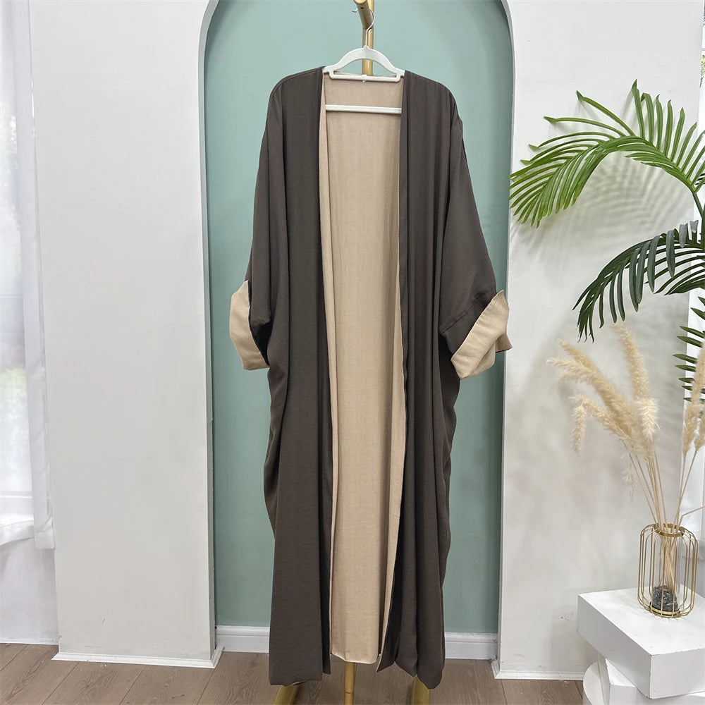 Abaya-Kimono Réversible Noravia™ — Élégance Modeste Inspirée de Dubaï