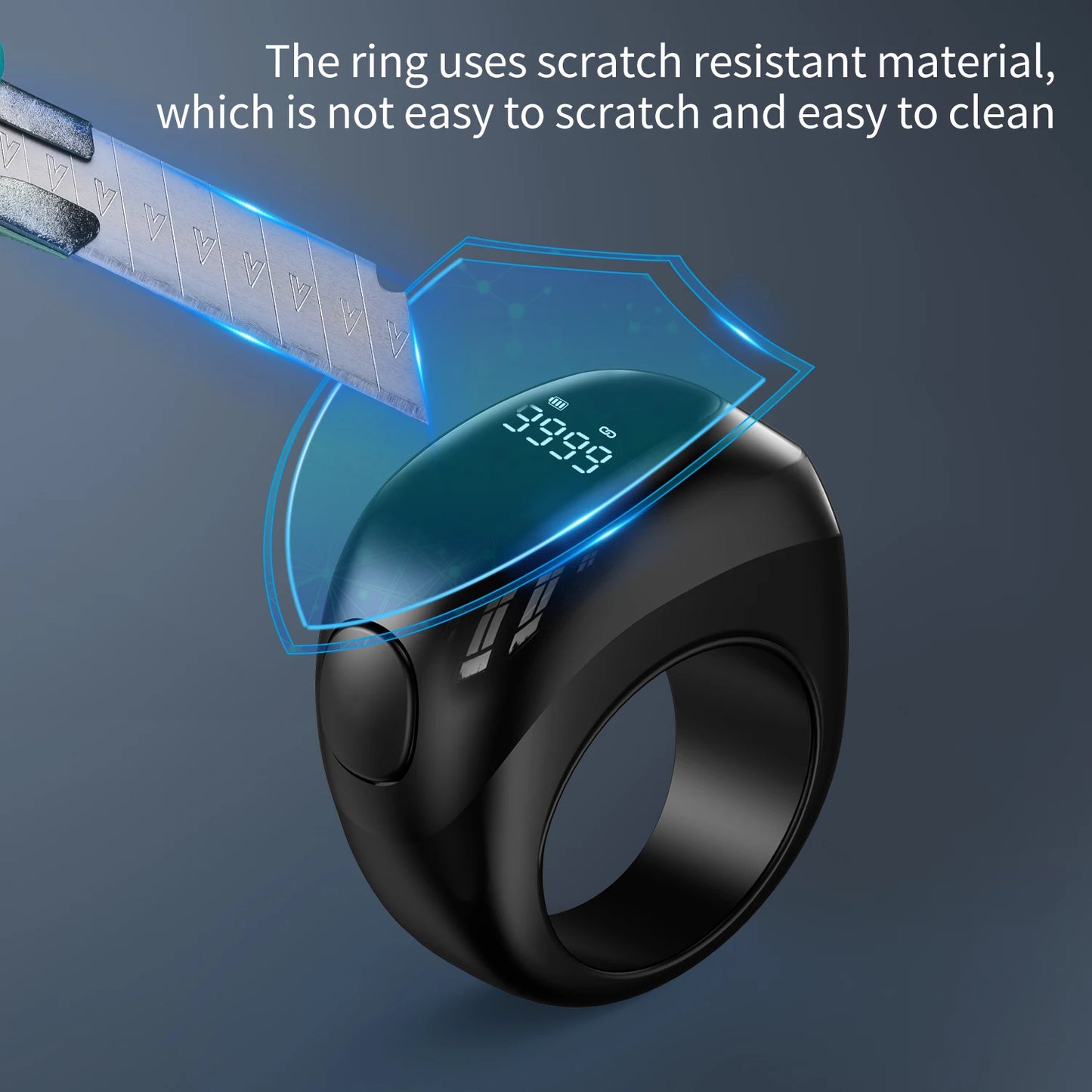 Bague Zikr Intelligente Noravia™ — Compteur Tasbih OLED avec Rappels de Prière