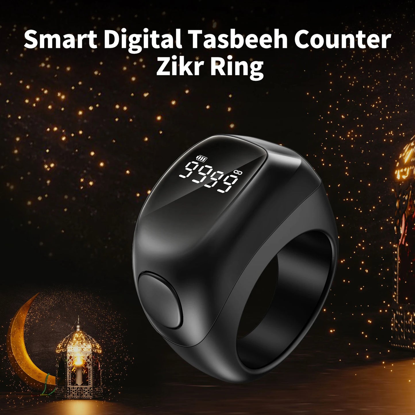 Bague Zikr Intelligente Noravia™ — Compteur Tasbih OLED avec Rappels de Prière