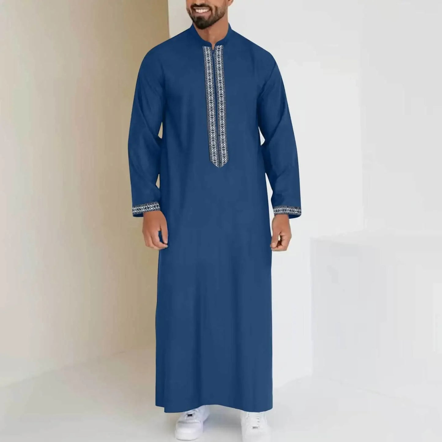 Qamis Long Noravia™ — Style Arabe Moderne à Col Zippé