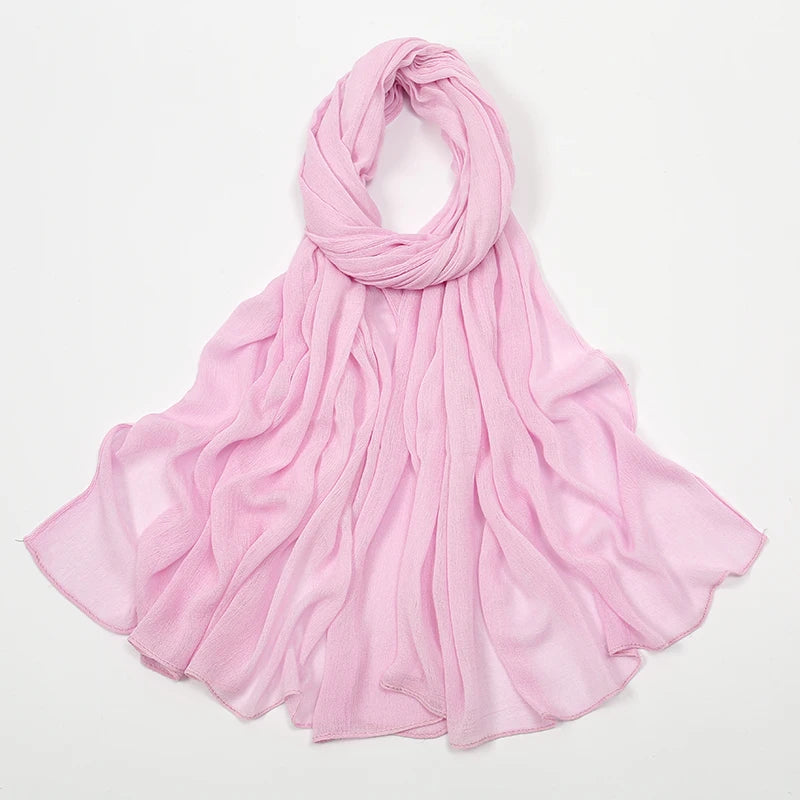 Hijab Froissé Noravia™ — Rayonne Légère et Élégante (Grande Taille)