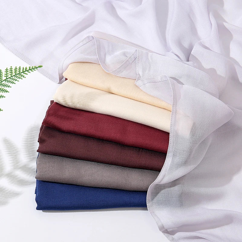 Hijab Noravia™ — Écharpe Longue en Coton & Modal Haute Qualité (70×180 cm)