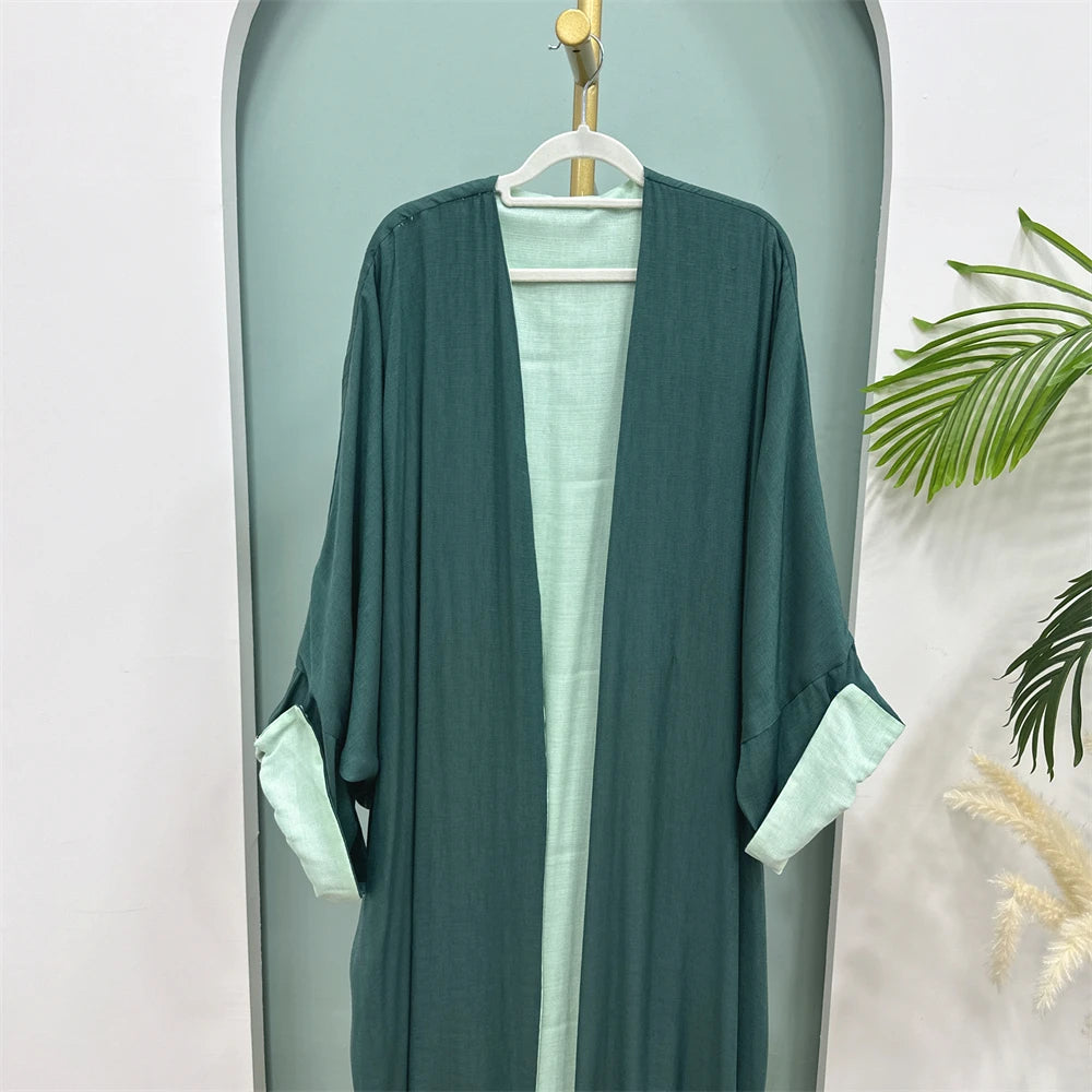 Abaya-Kimono Réversible Noravia™ — Élégance Modeste Inspirée de Dubaï