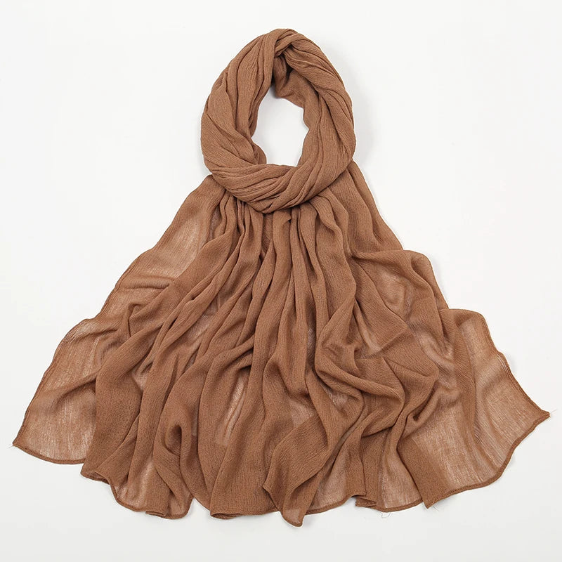 Hijab Froissé Noravia™ — Rayonne Légère et Élégante (Grande Taille)