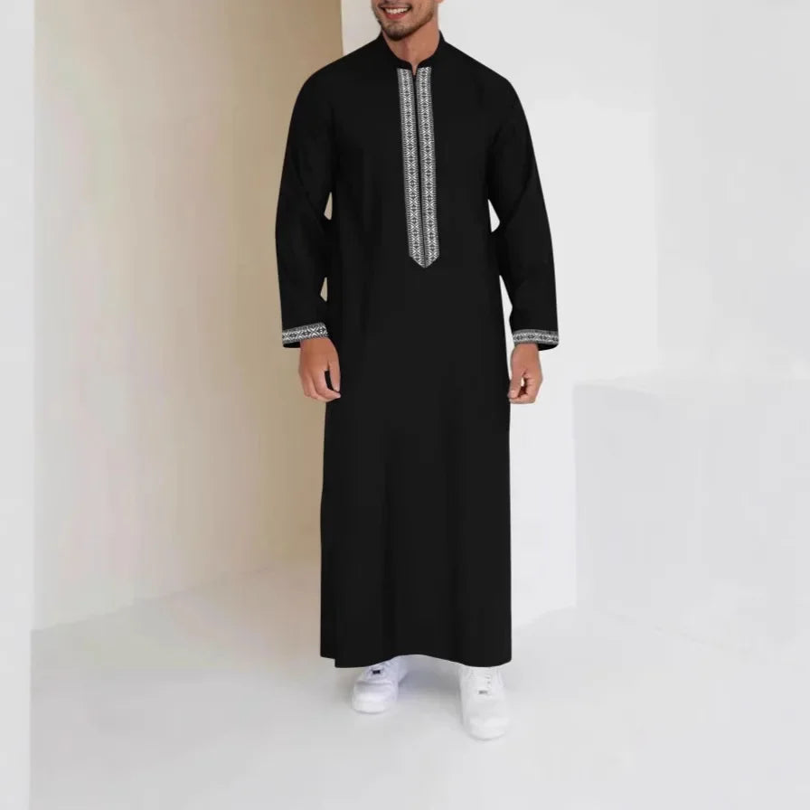 Qamis Long Noravia™ — Style Arabe Moderne à Col Zippé