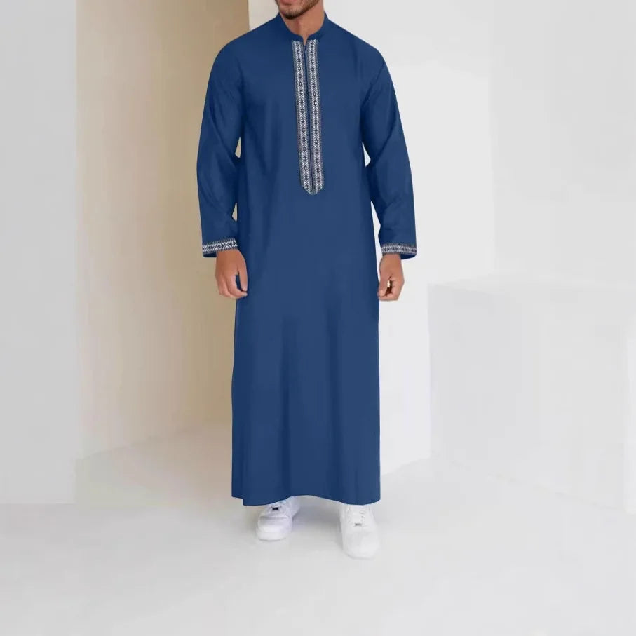 Qamis Long Noravia™ — Style Arabe Moderne à Col Zippé
