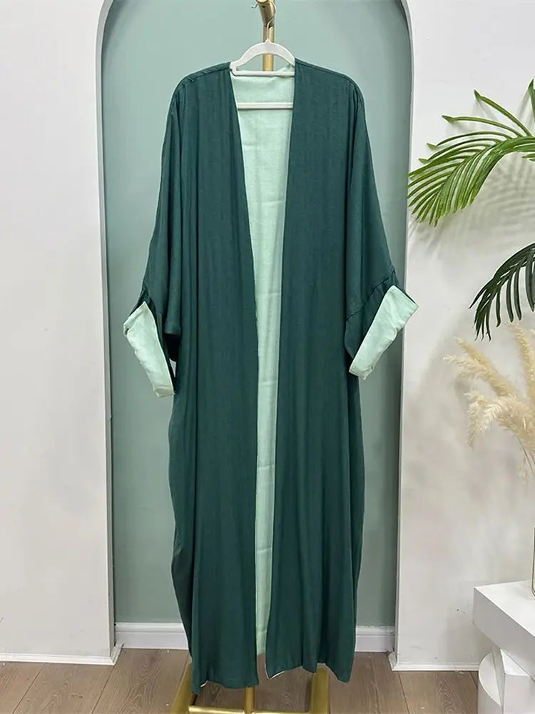 Abaya-Kimono Réversible Noravia™ — Élégance Modeste Inspirée de Dubaï