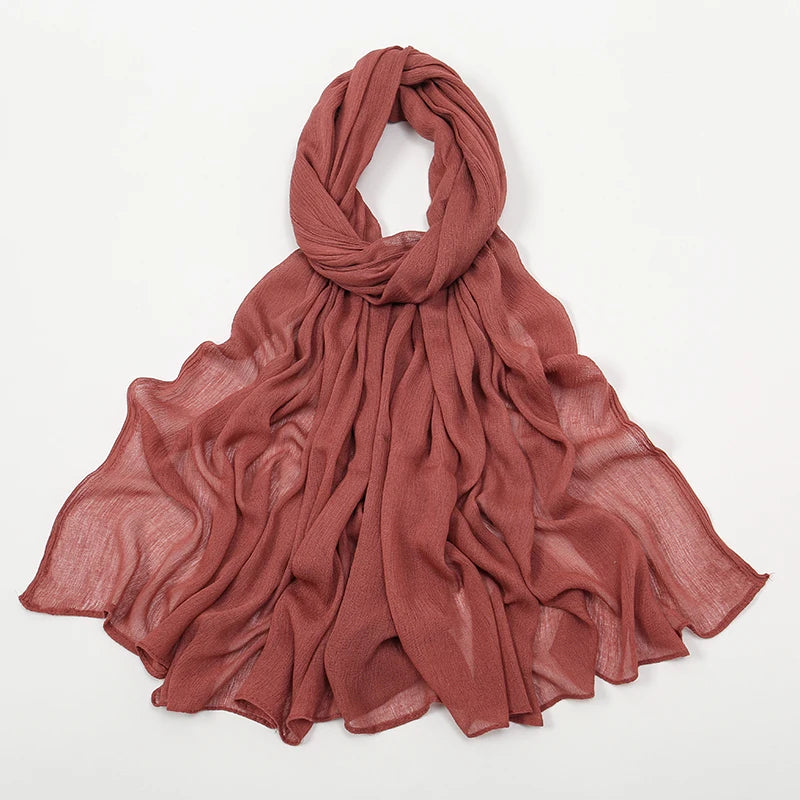 Hijab Froissé Noravia™ — Rayonne Légère et Élégante (Grande Taille)