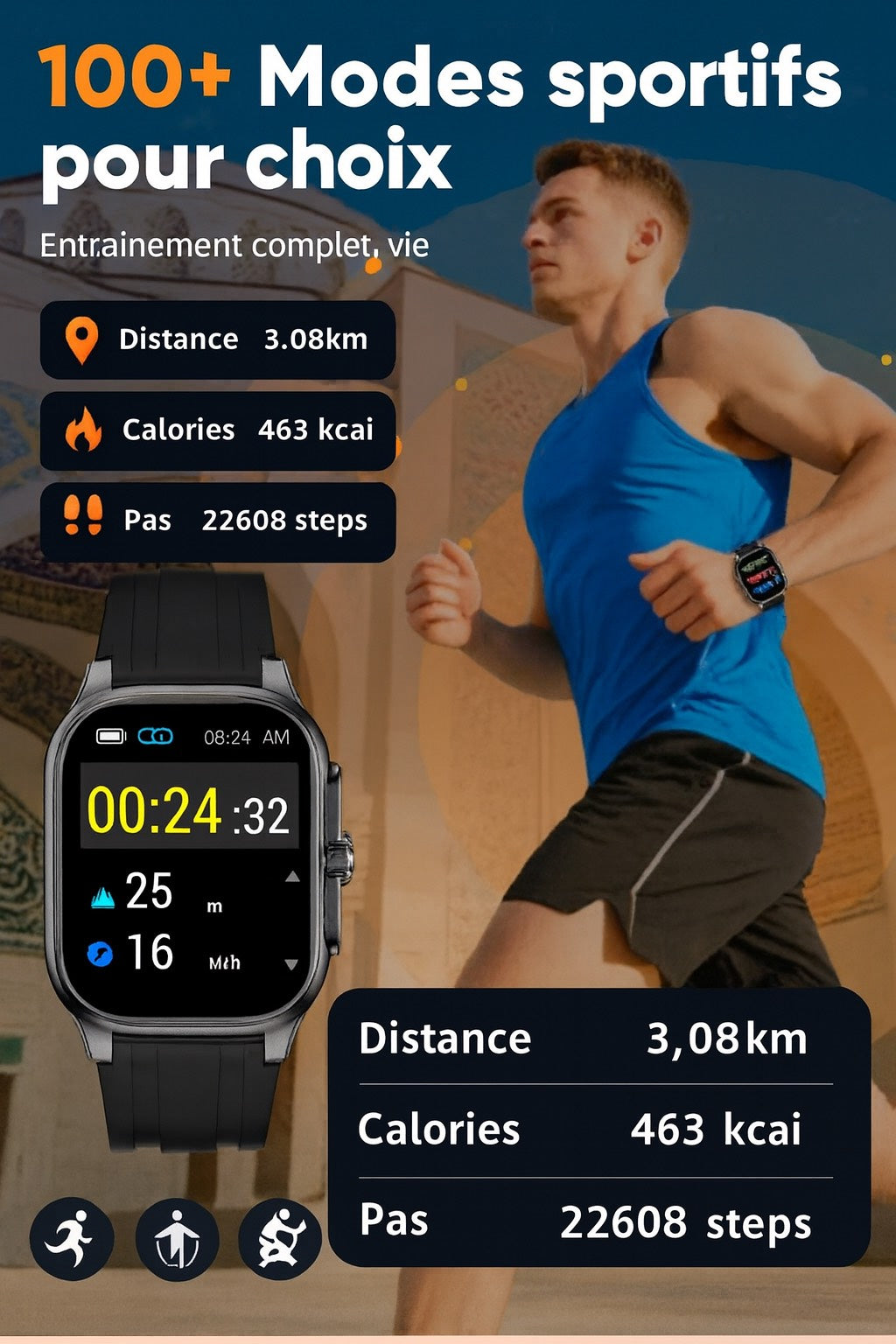 Montre intelligente Noravia – Smartwatch iQibla & Prière Vocale 2025