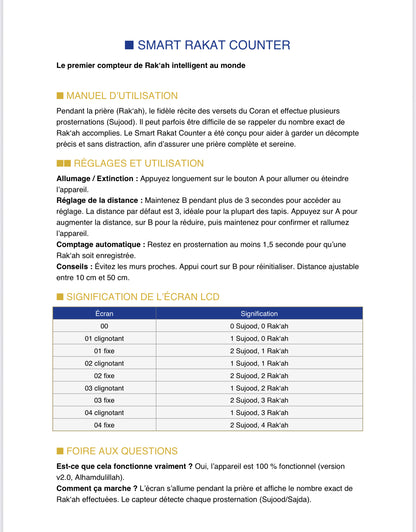 Compteur Intelligent de Prière Noravia™ — Sujood & Rak‘ah Automatique (Détection Infrarouge) 2025