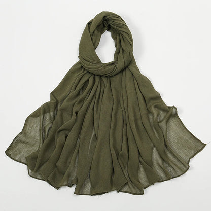 Hijab Froissé Noravia™ — Rayonne Légère et Élégante (Grande Taille)