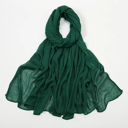 Hijab Froissé Noravia™ — Rayonne Légère et Élégante (Grande Taille)